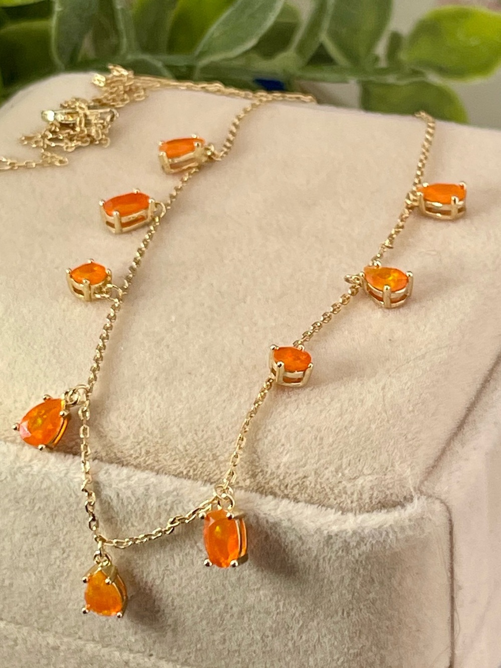 Fire Opal Stationary Necklace